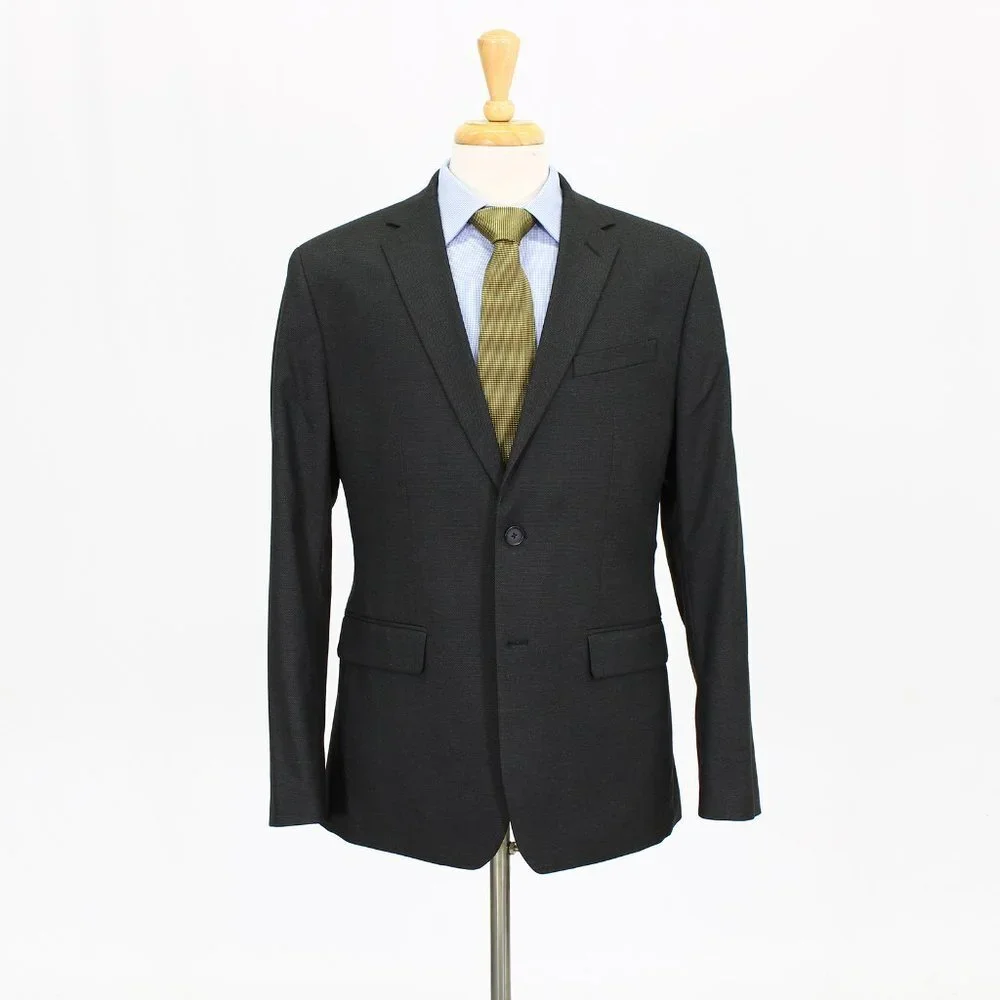 Banana Republic 42R Gray Solid 2-Button Sport Coat Blazer Jacket B572